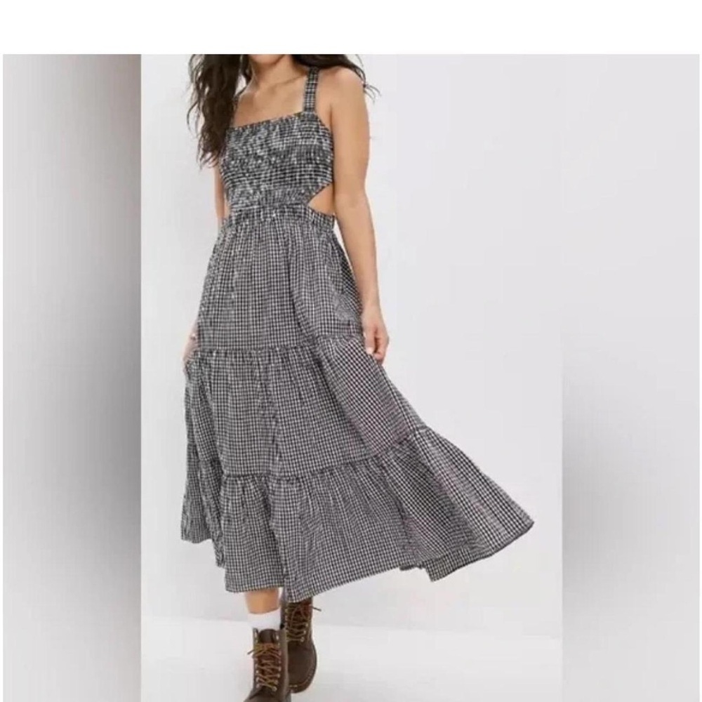 American Eagle Outfitters Black and White Gingham Maxi Dress